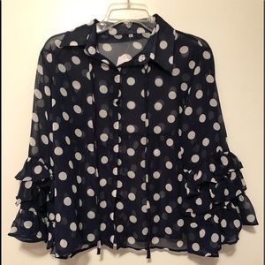 Ladies Blue and White Polka-Dot Top
